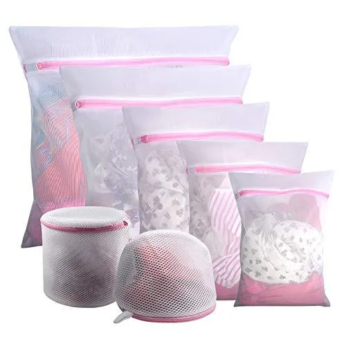 7Pcs Mesh Laundry Bags for Delicates with Premium Zipper, Travel Storage Organize Bag, Clothing Washing Bags