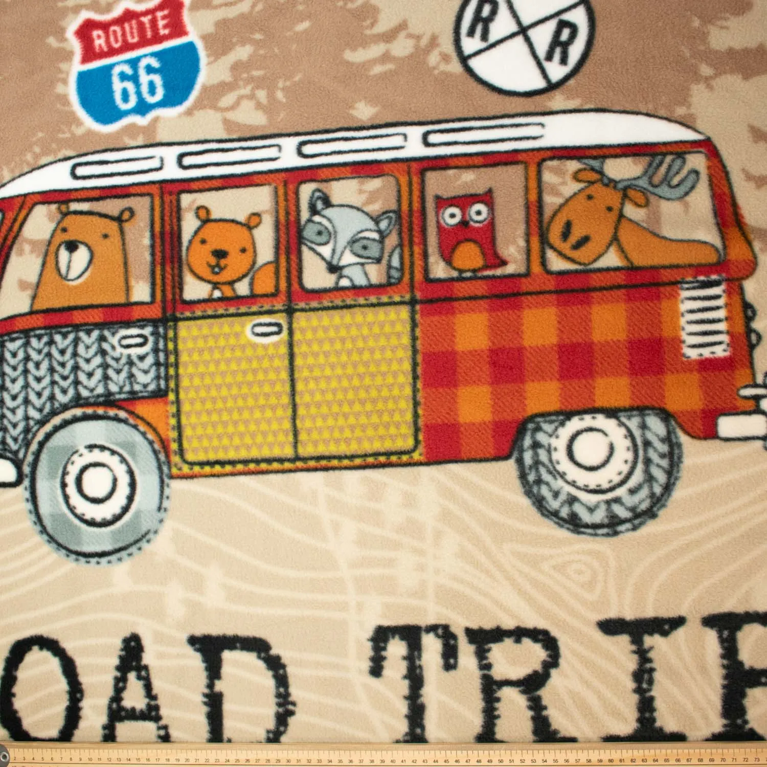 Animal Bus Print Printed Polar Fleece Design 182  - 1.28M Panel