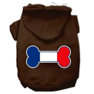 Bone Shaped France Flag Screen Print Pet Hoodies Brown Size XXXL(20)