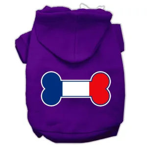 Bone Shaped France Flag Screen Print Pet Hoodies Purple Size XL (16)
