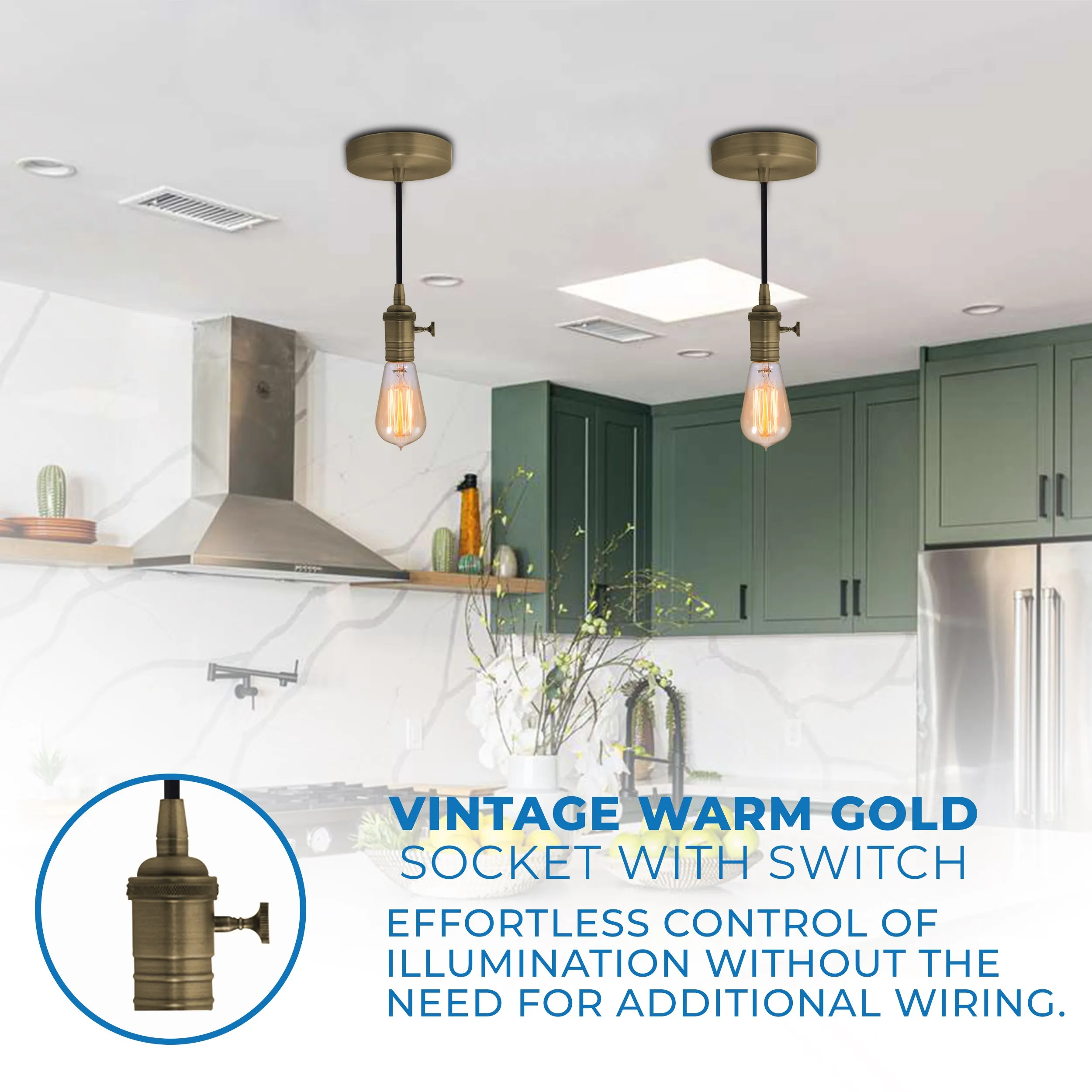 Bulbrite 810083 Pendant Fixtures Warm Gold Direct Wire Vintage