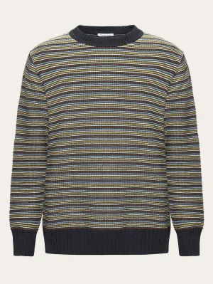 Cotton striped knitted crew neck - GOTS/Vegan - Blue stripe
