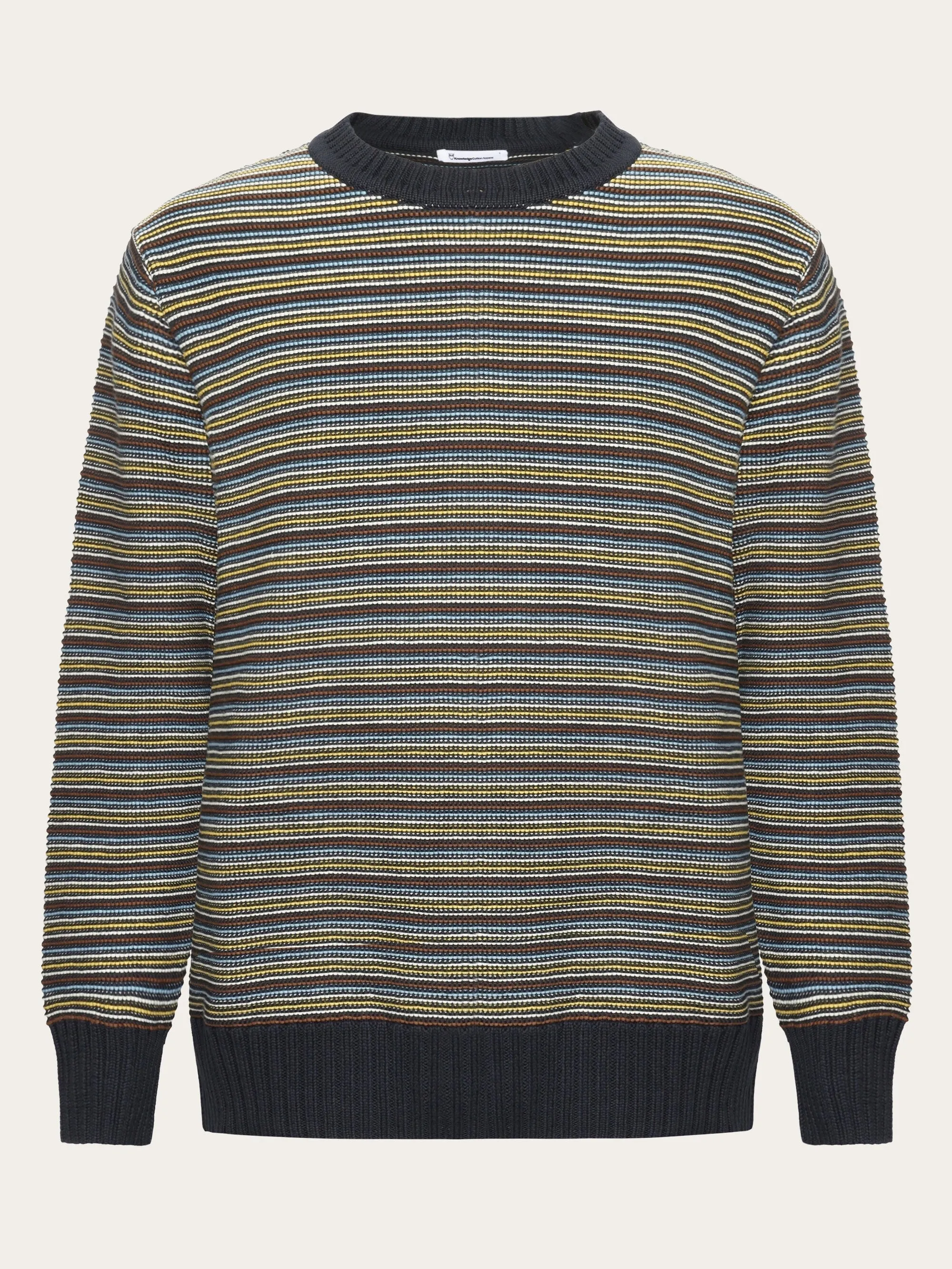 Cotton striped knitted crew neck - GOTS/Vegan - Blue stripe