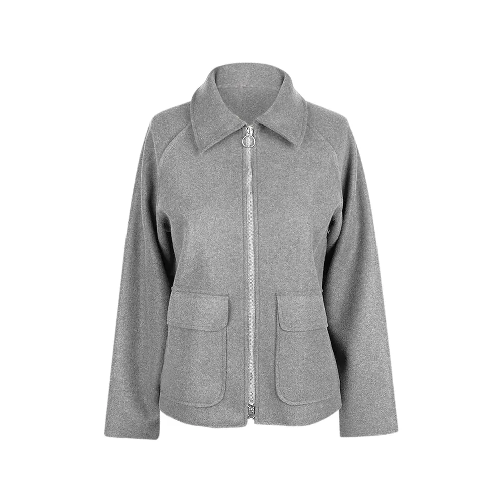 Damee Wool Blend Patch Pocket Jacket in Grey - 4901-GRY