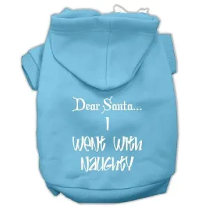 Dear Santa I Went with Naughty Screen Print Pet Hoodies Baby Blue Size XXL (18)