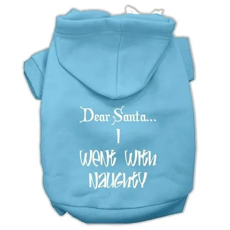 Dear Santa I Went with Naughty Screen Print Pet Hoodies Baby Blue Size XXL (18)