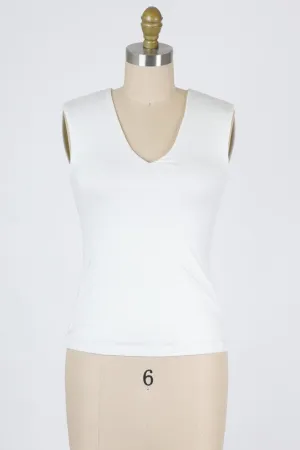 Double Layered V-Neck Tank Top - Ivory