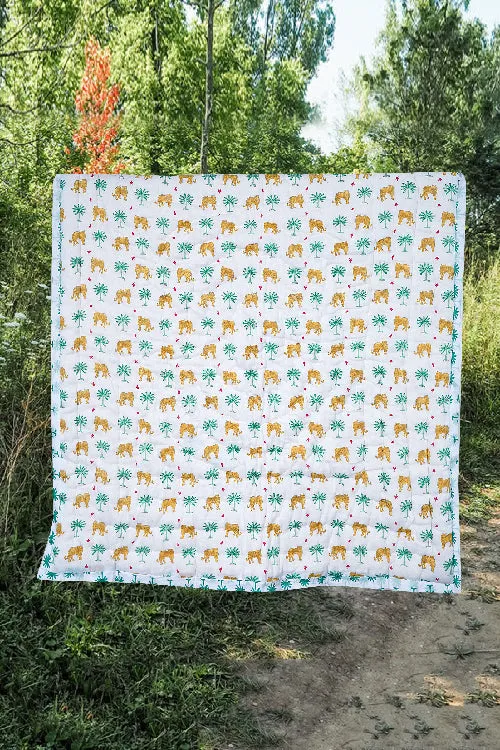 Earthen Nest Delicate Tropical Tiger Print Kids Quilts