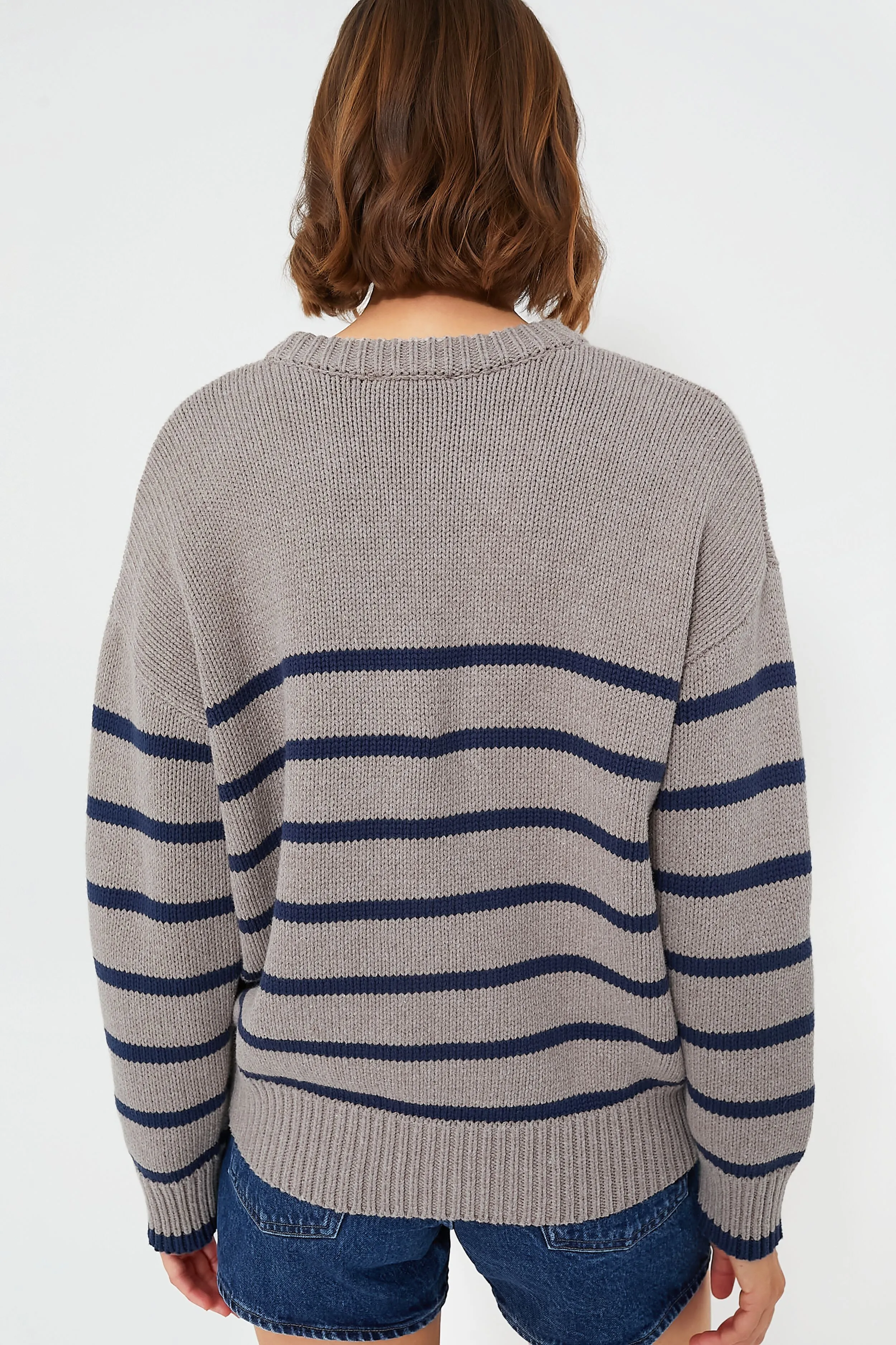 Heather Taupe Boyfriend Stripe Sweater
