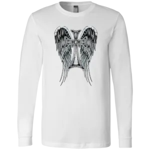 Heraldic Wing cross Men's Jersey LS T-Shirt, Men's Long Sleeve Crewneck, Men's Long Sleeve T-Shirt, Crewneck Shirt