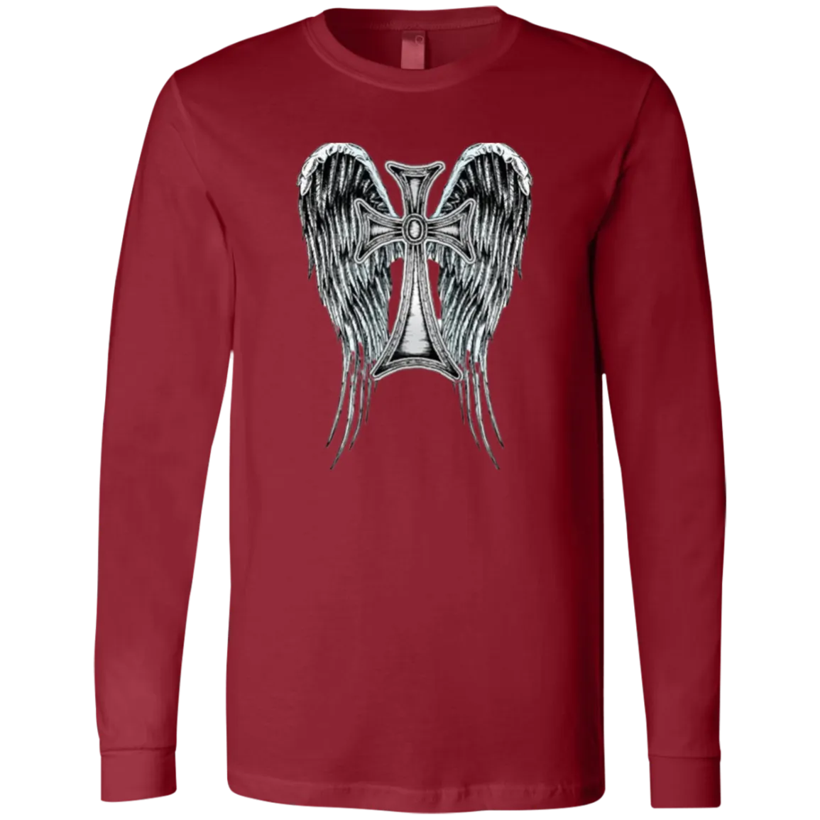 Heraldic Wing cross Men's Jersey LS T-Shirt, Men's Long Sleeve Crewneck, Men's Long Sleeve T-Shirt, Crewneck Shirt