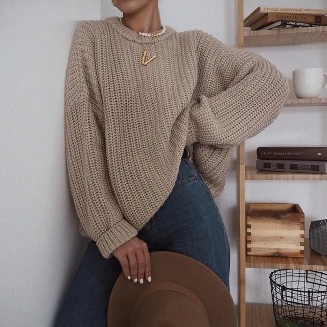 Hirsionsan Loose Elegant Knitted Sweater Oversized