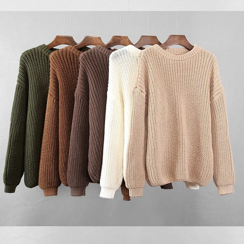 Hirsionsan Loose Elegant Knitted Sweater Oversized
