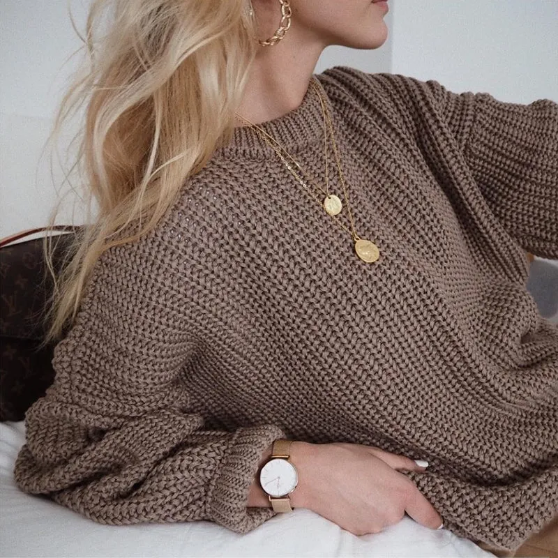 Hirsionsan Loose Elegant Knitted Sweater Oversized