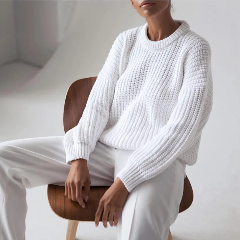 Hirsionsan Loose Elegant Knitted Sweater Oversized