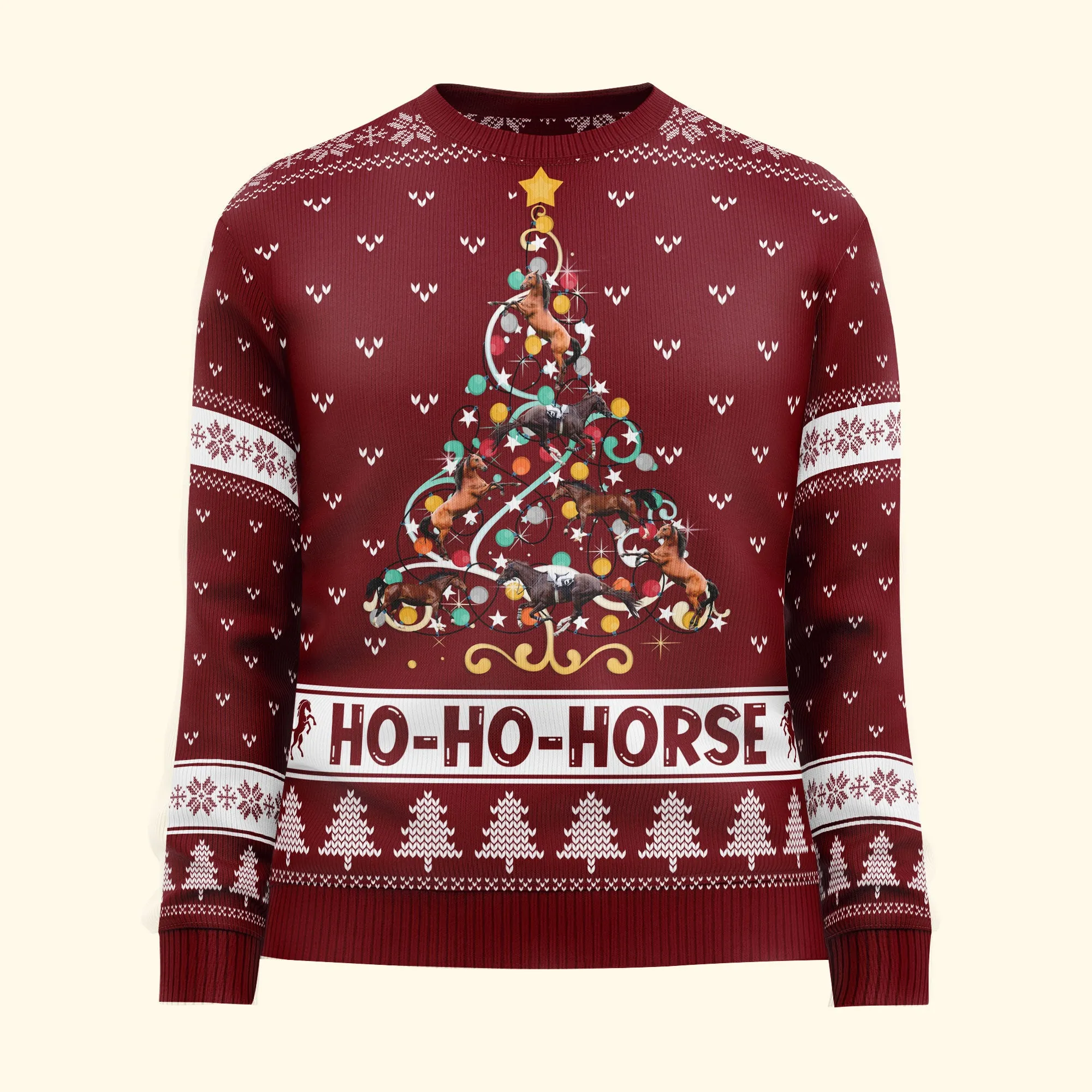 Ho Ho Horse Funny Christmas Tree - Personalized Ugly Sweater