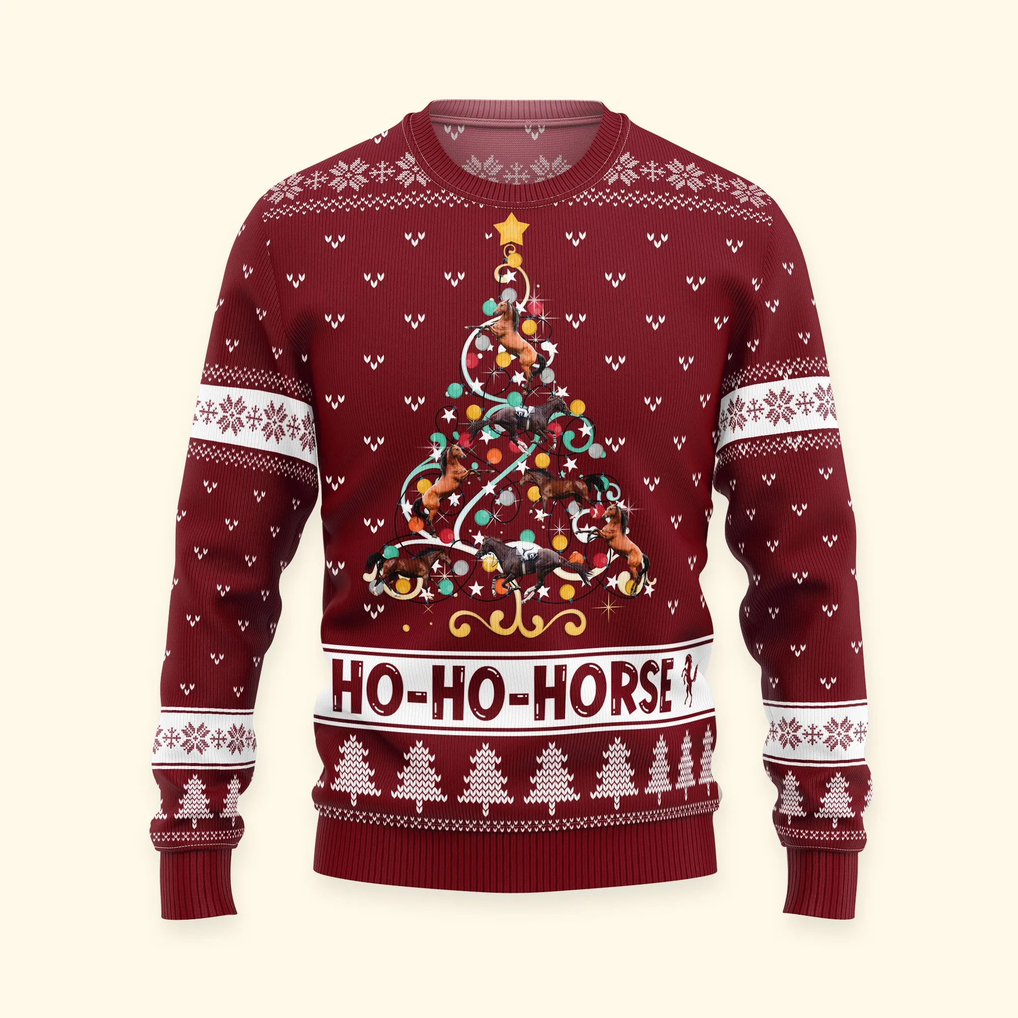 Ho Ho Horse Funny Christmas Tree - Personalized Ugly Sweater