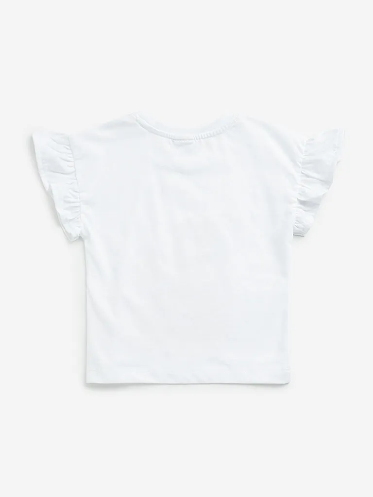 HOP Kids White Embellished Top