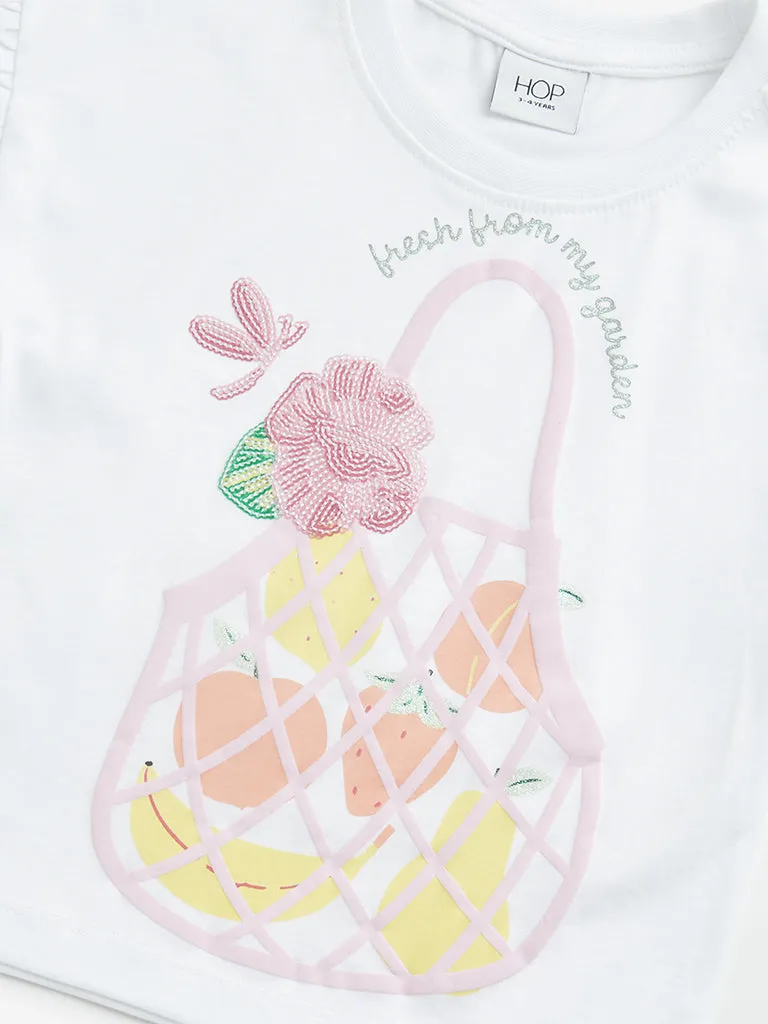 HOP Kids White Embellished Top