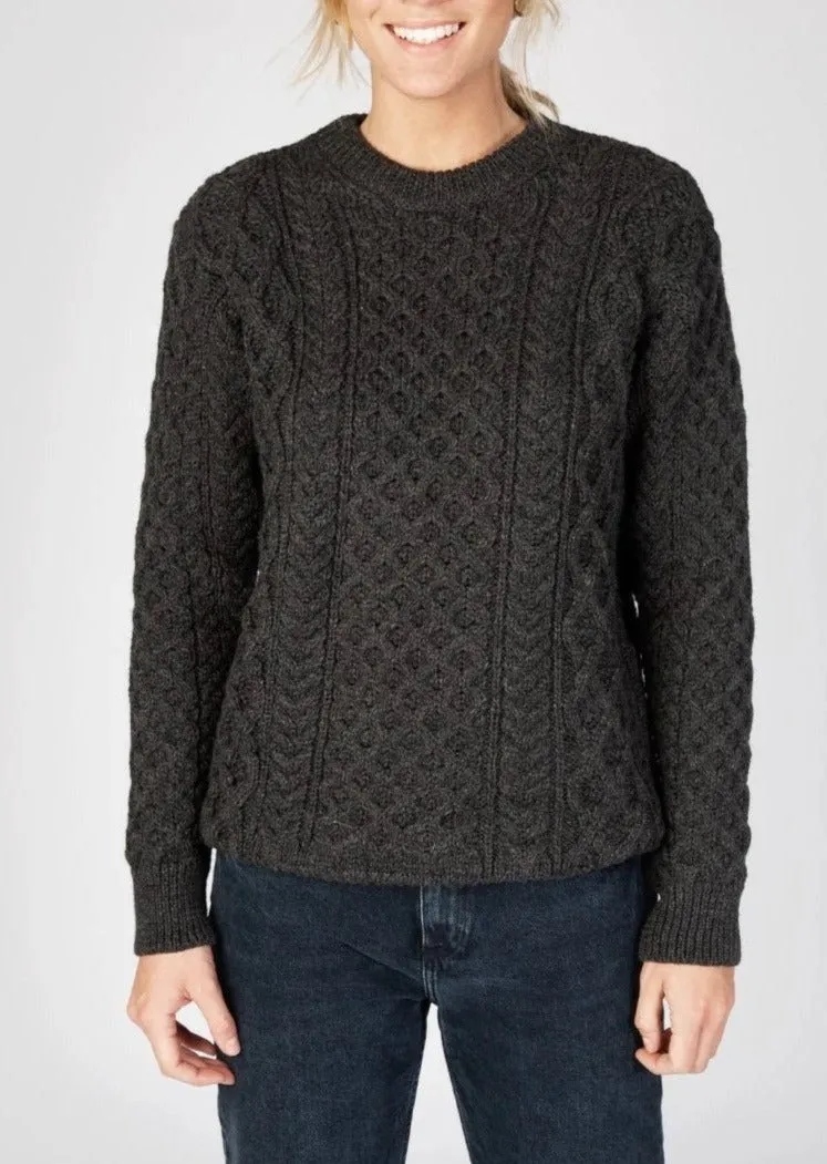 IrelandsEye Women's Aran Sweater | Graphite