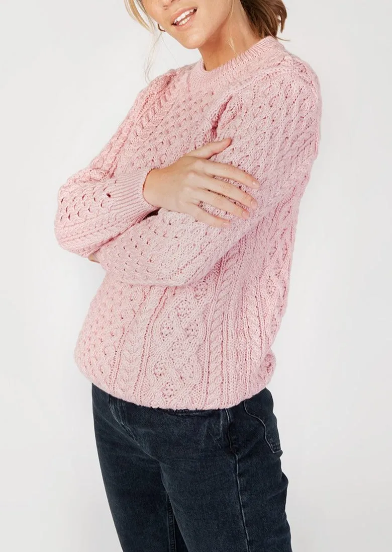 IrelandsEye Women's Aran Sweater | Pink