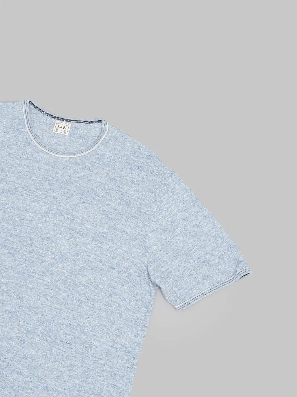Loop & Weft Super Slub Tube Knit Edge Piping Crewneck T-Shirt Heather Blue