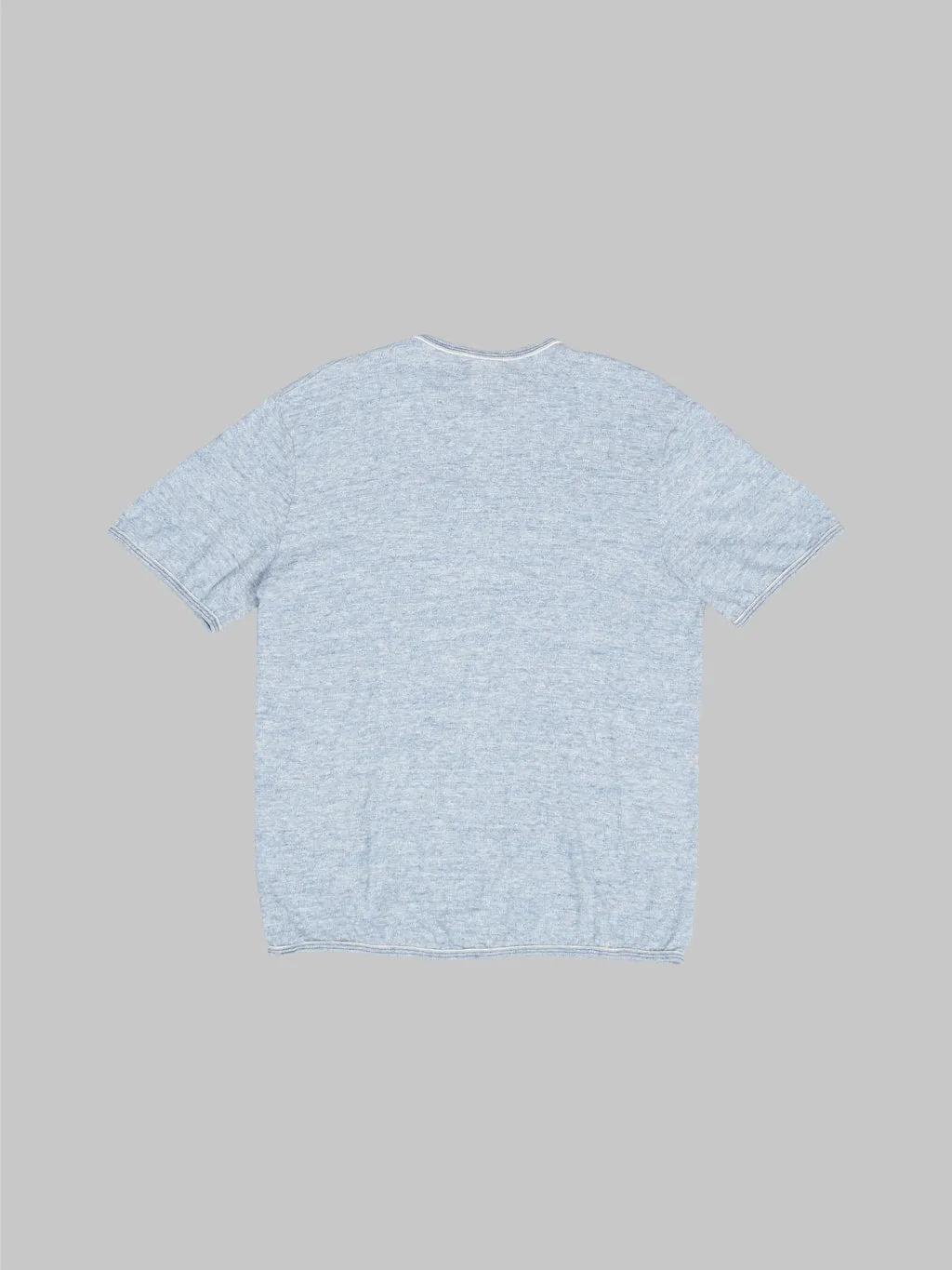 Loop & Weft Super Slub Tube Knit Edge Piping Crewneck T-Shirt Heather Blue