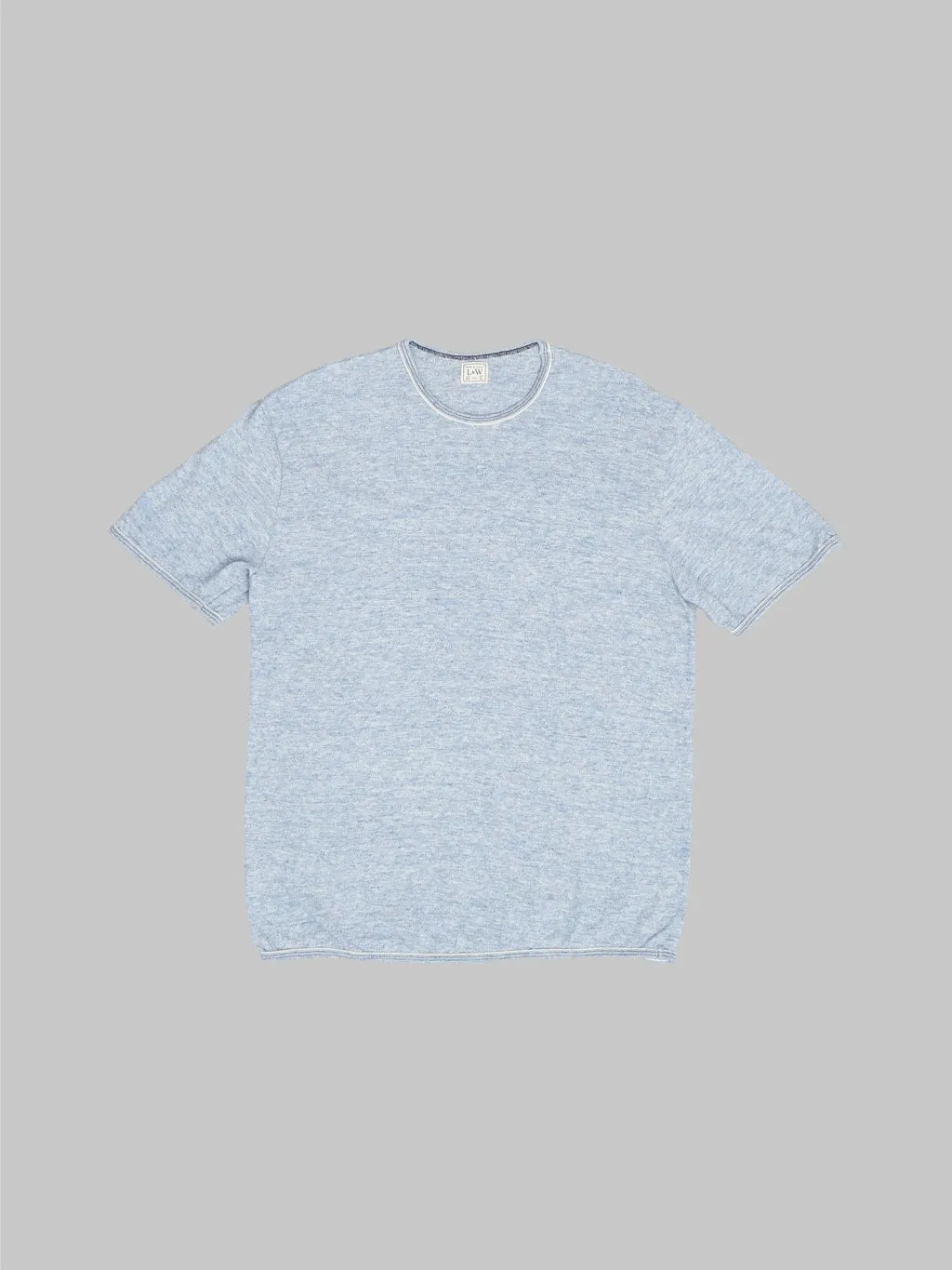 Loop & Weft Super Slub Tube Knit Edge Piping Crewneck T-Shirt Heather Blue