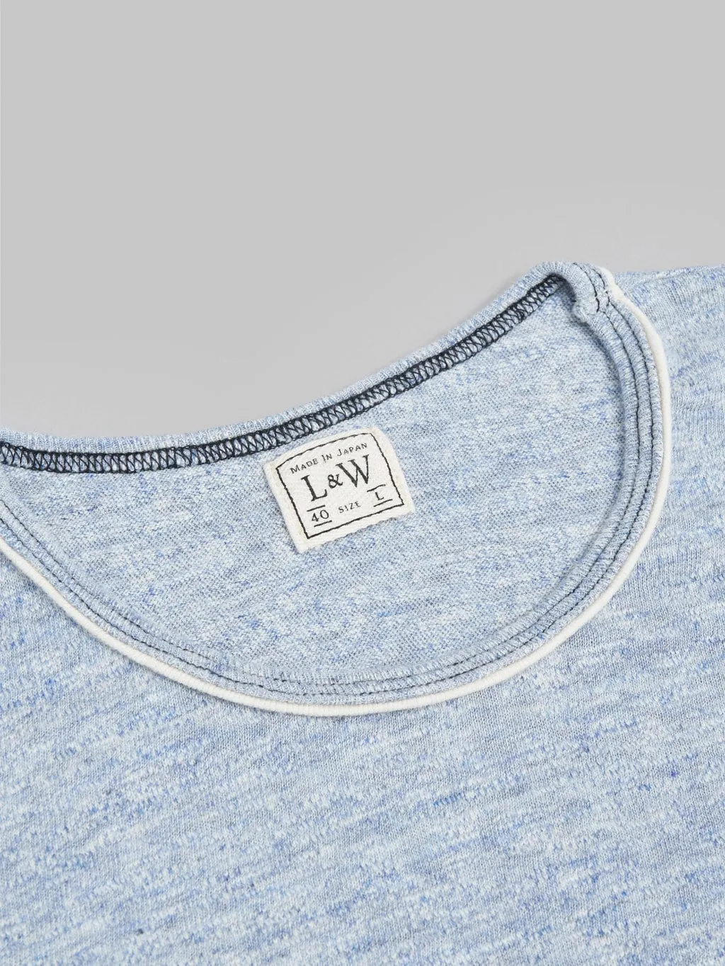 Loop & Weft Super Slub Tube Knit Edge Piping Crewneck T-Shirt Heather Blue