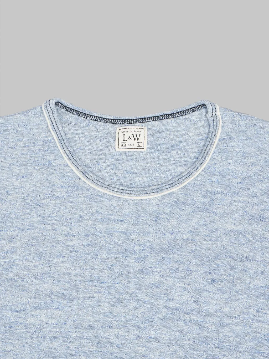 Loop & Weft Super Slub Tube Knit Edge Piping Crewneck T-Shirt Heather Blue