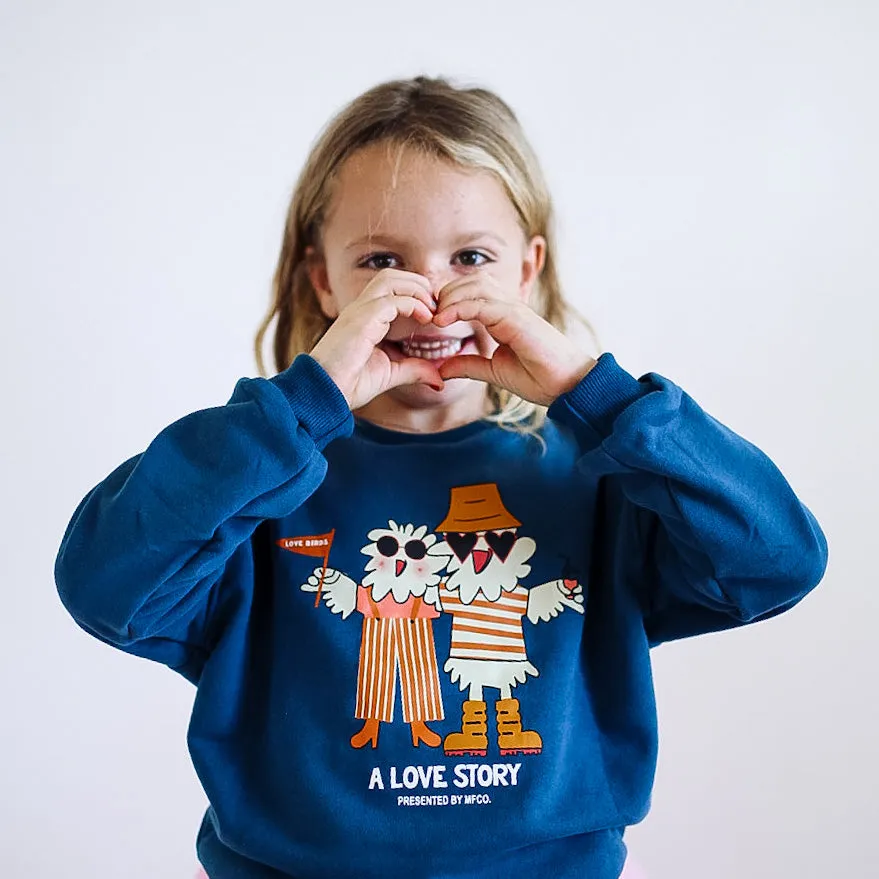 LOVE BIRDS | oversized  drop shoulder Pullover | KIDS