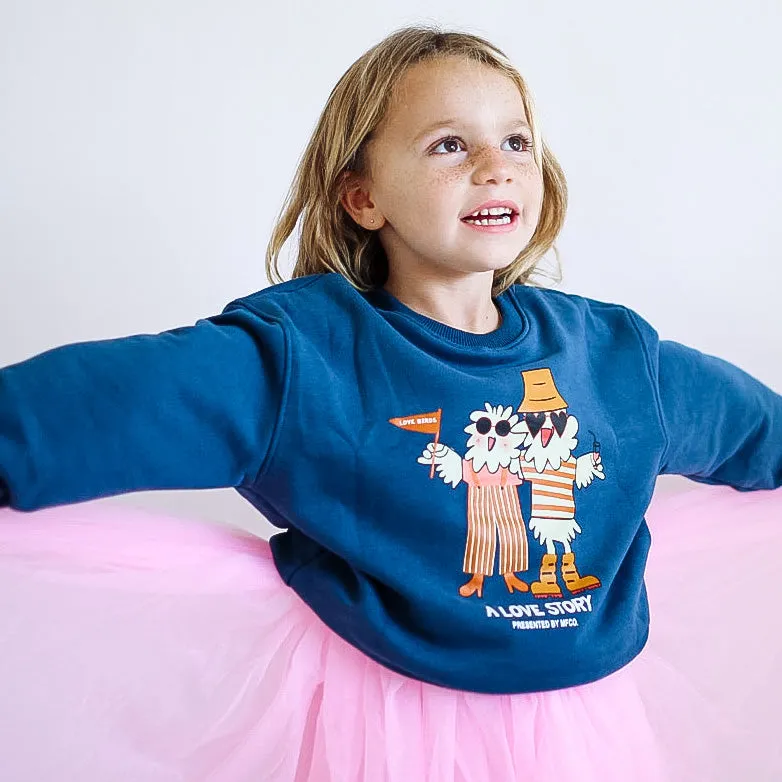 LOVE BIRDS | oversized  drop shoulder Pullover | KIDS