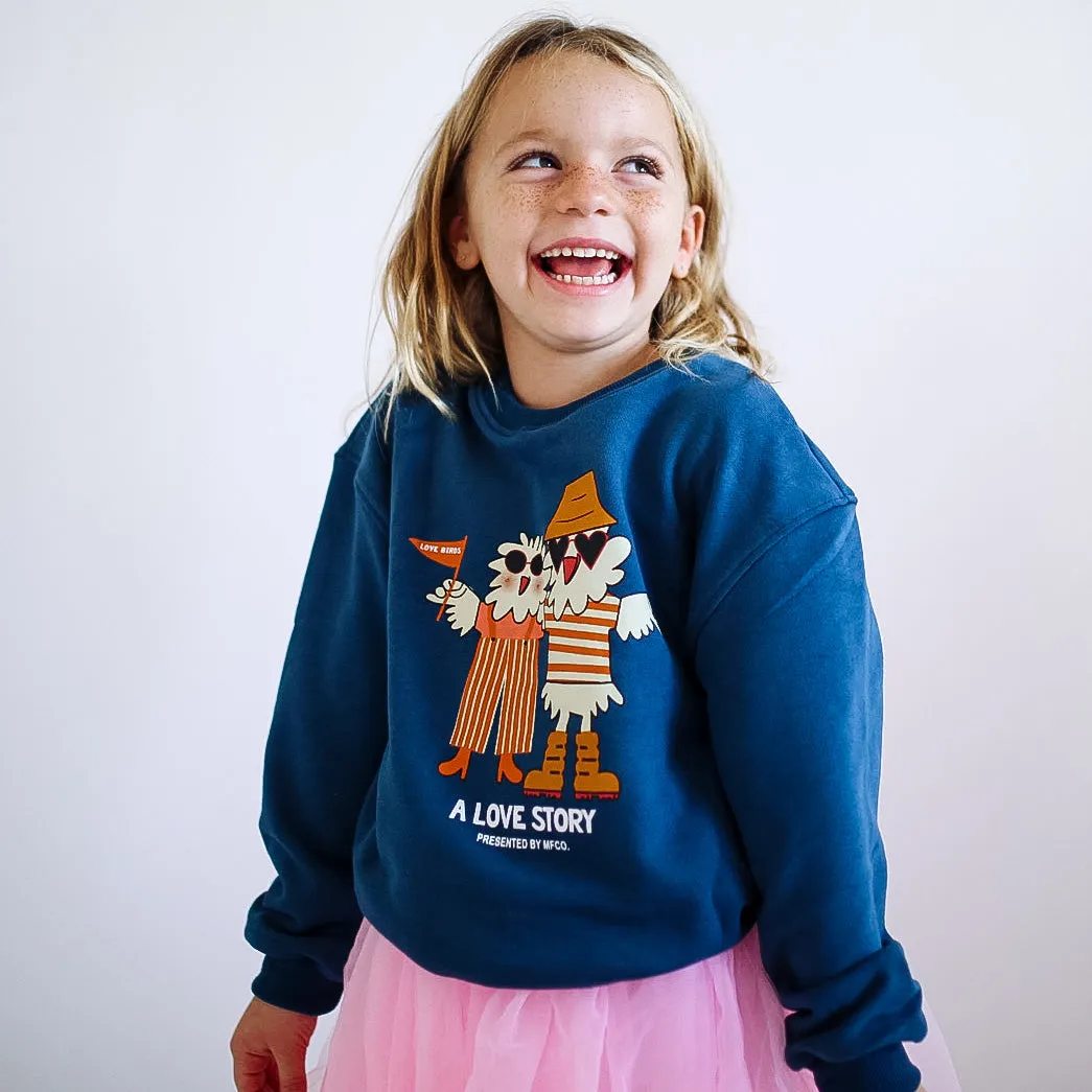 LOVE BIRDS | oversized  drop shoulder Pullover | KIDS