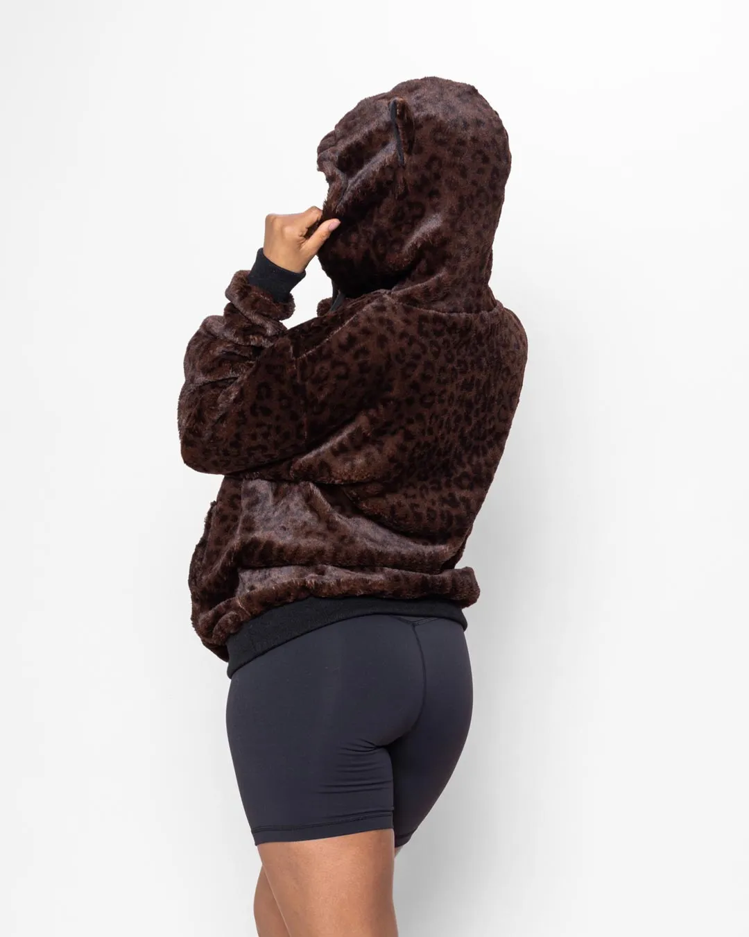 Mahogany Jaguar Classic ULTRA SOFT Faux Fur Hoodie | Women's