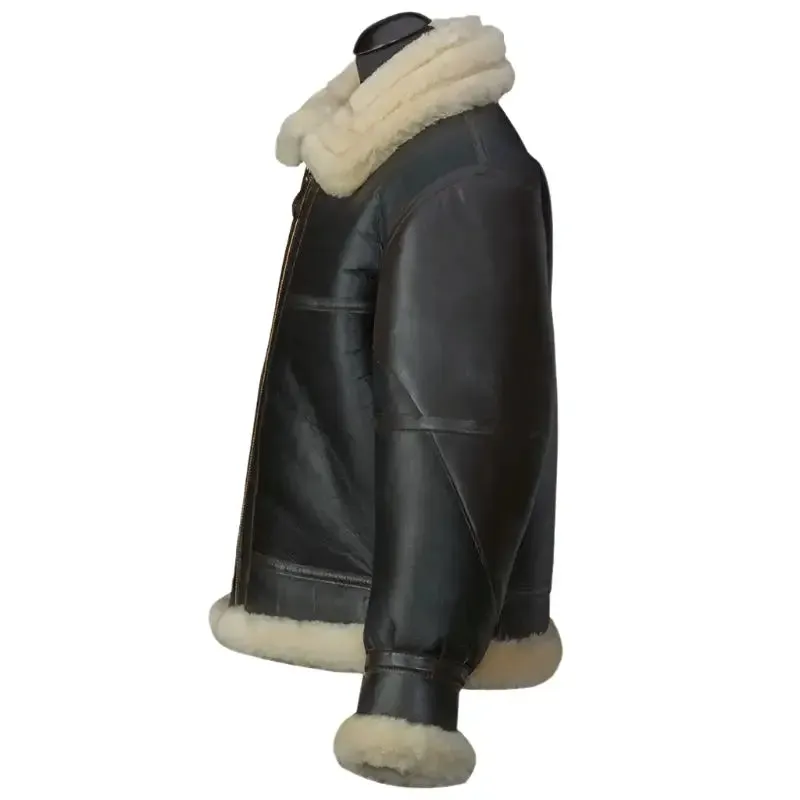 Men's Black B3 Bomber Flying Leather Jacket - Stylish & Warm