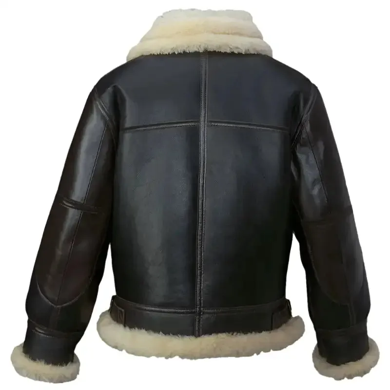 Men's Black B3 Bomber Flying Leather Jacket - Stylish & Warm