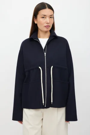 Navy Wool Drawstring Jacket