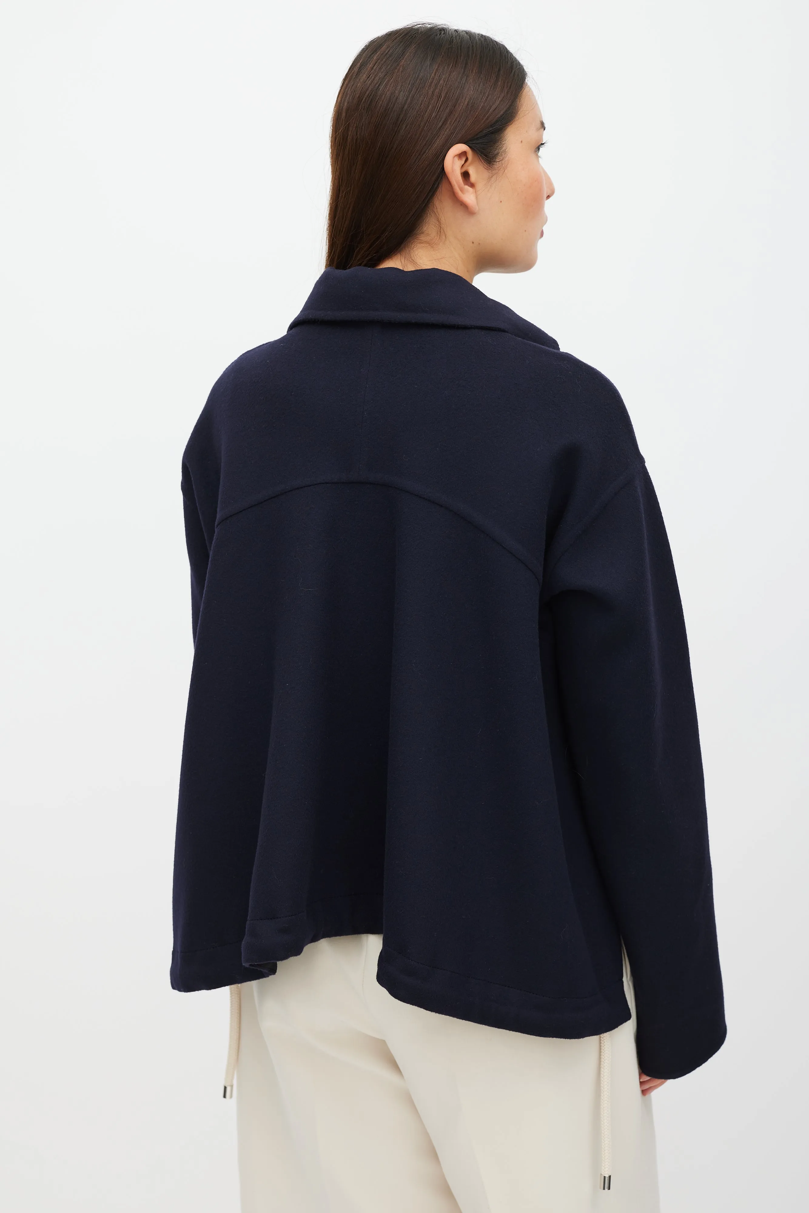 Navy Wool Drawstring Jacket