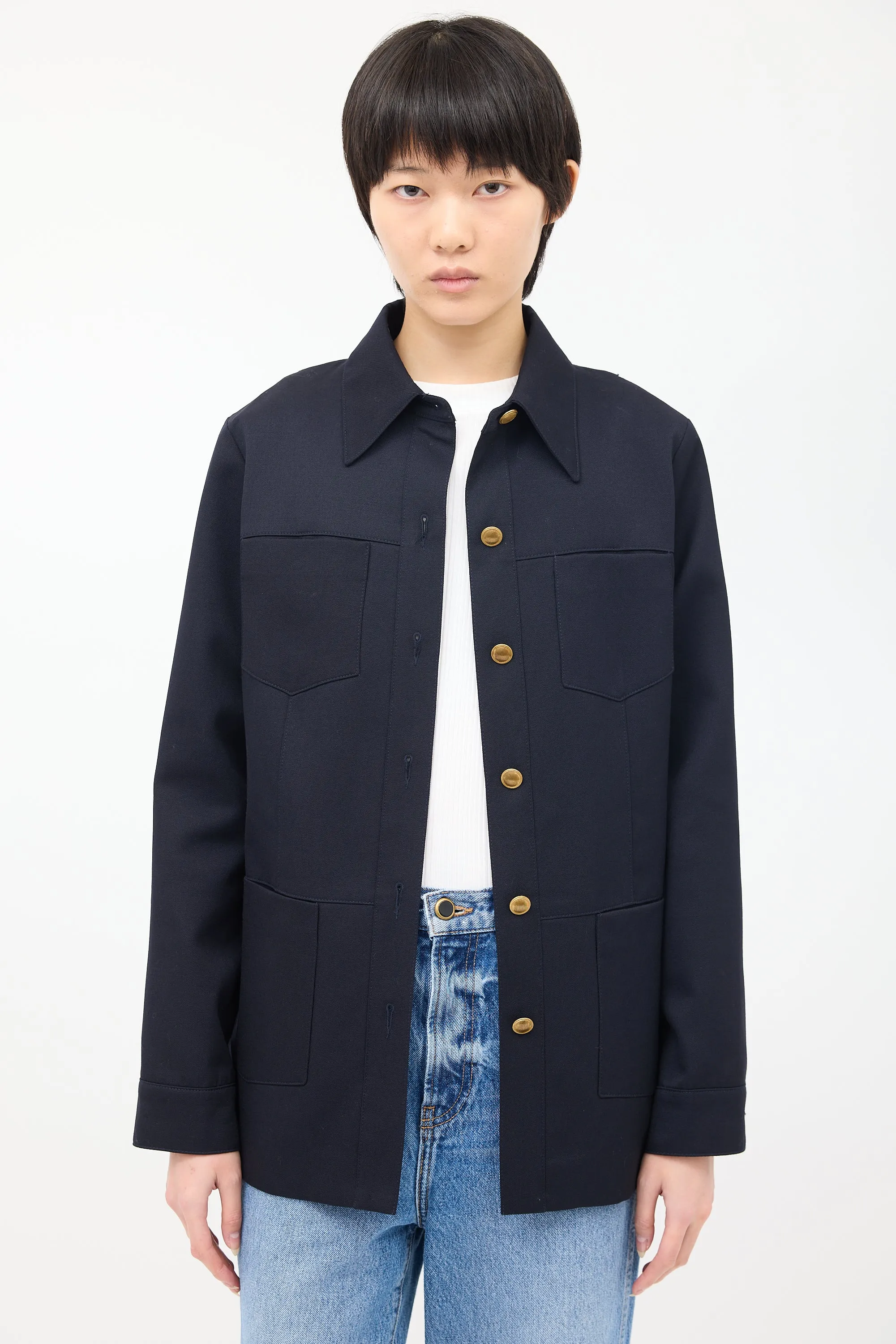 Navy Wool Four Pocket Jacket