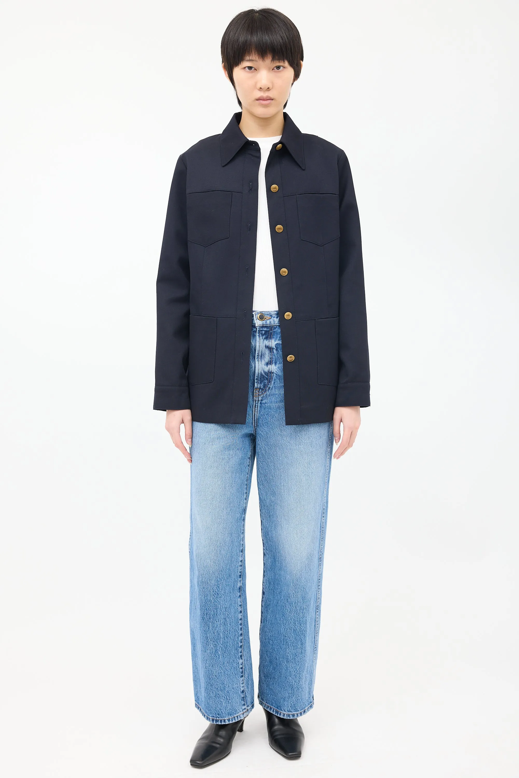 Navy Wool Four Pocket Jacket