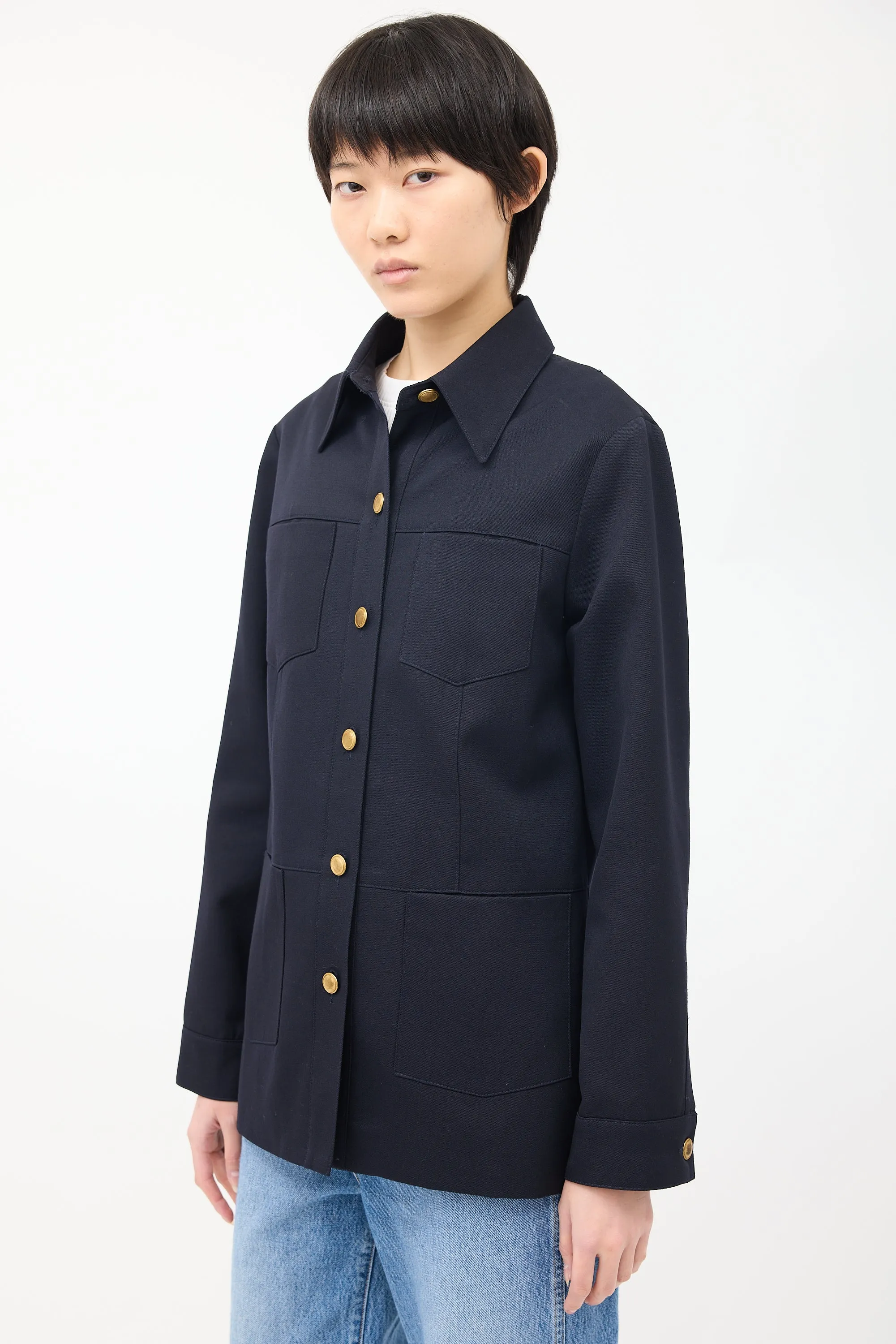 Navy Wool Four Pocket Jacket