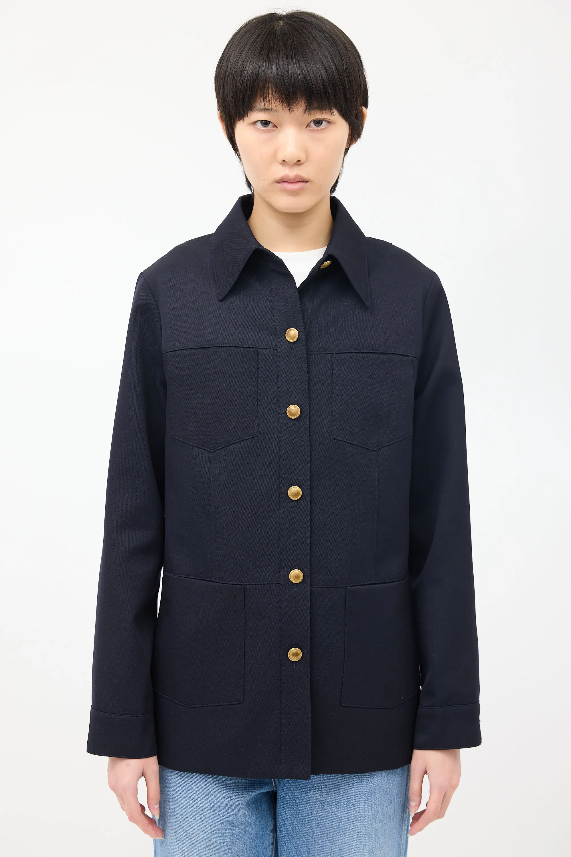 Navy Wool Four Pocket Jacket