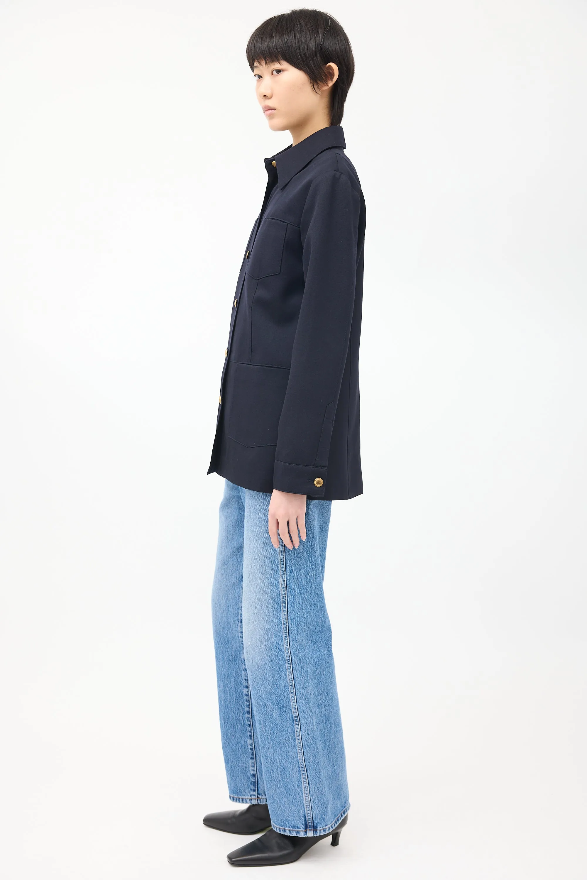 Navy Wool Four Pocket Jacket