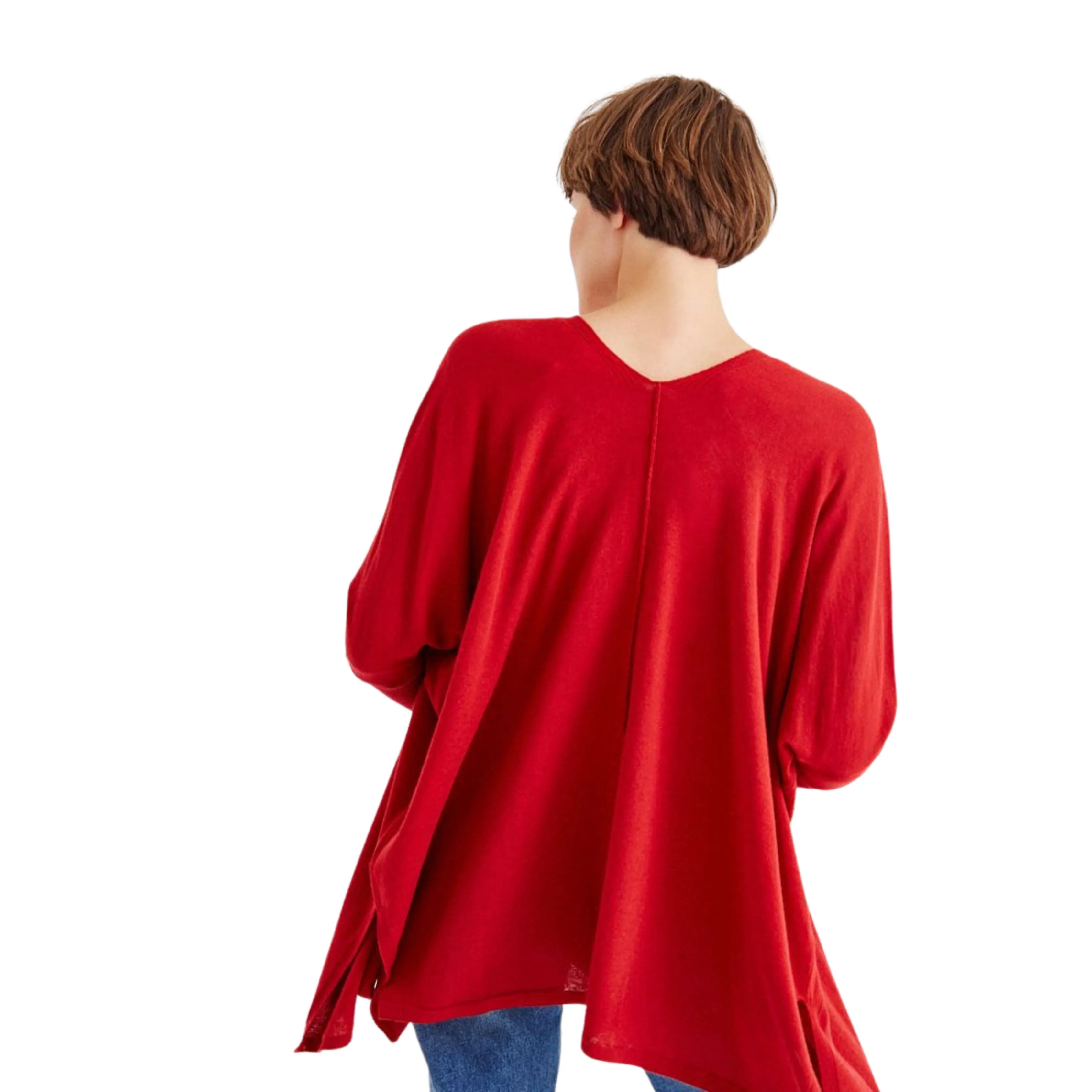 OXXO - Red Slit Detailed Long Cardigan