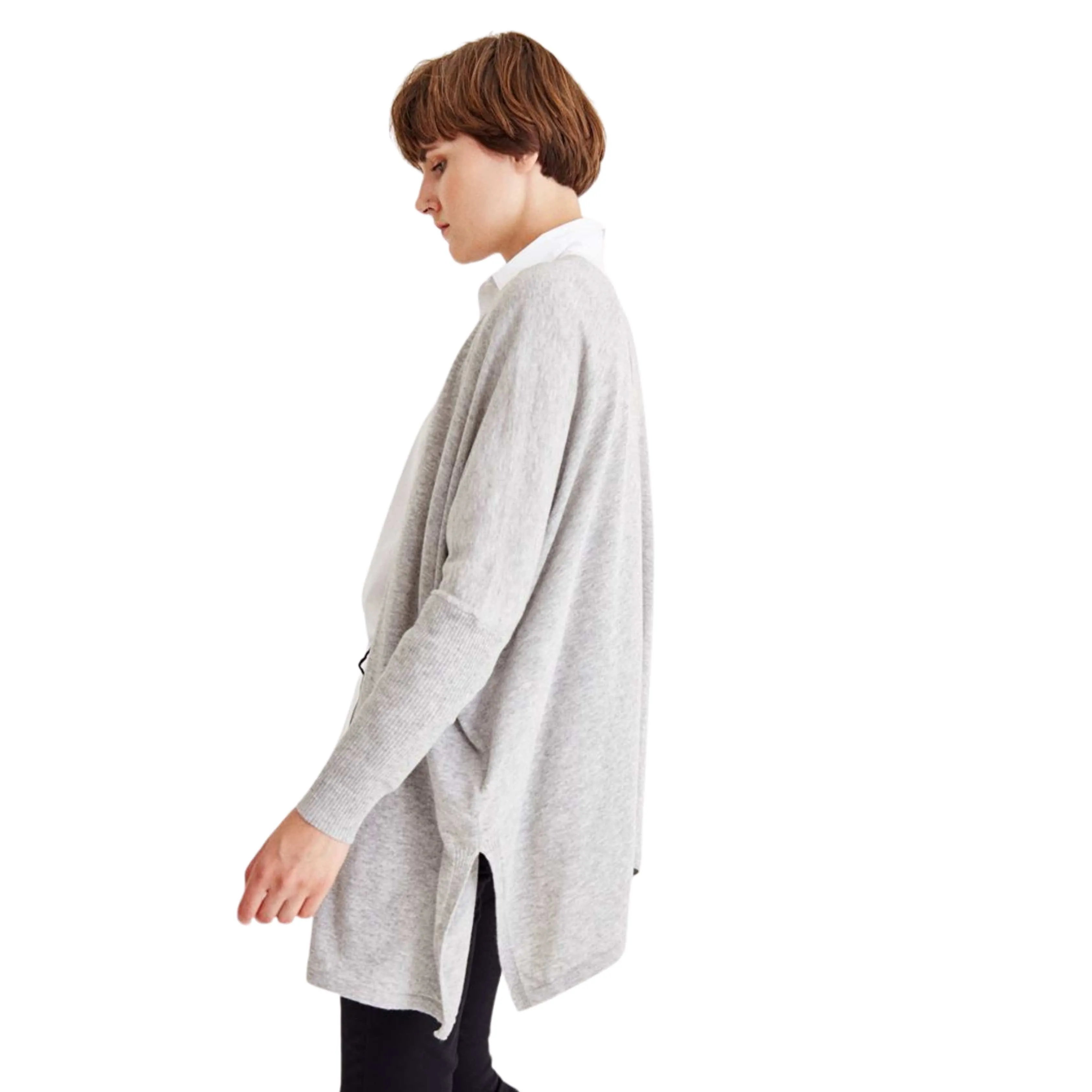 OXXO - Red Slit Detailed Long Cardigan