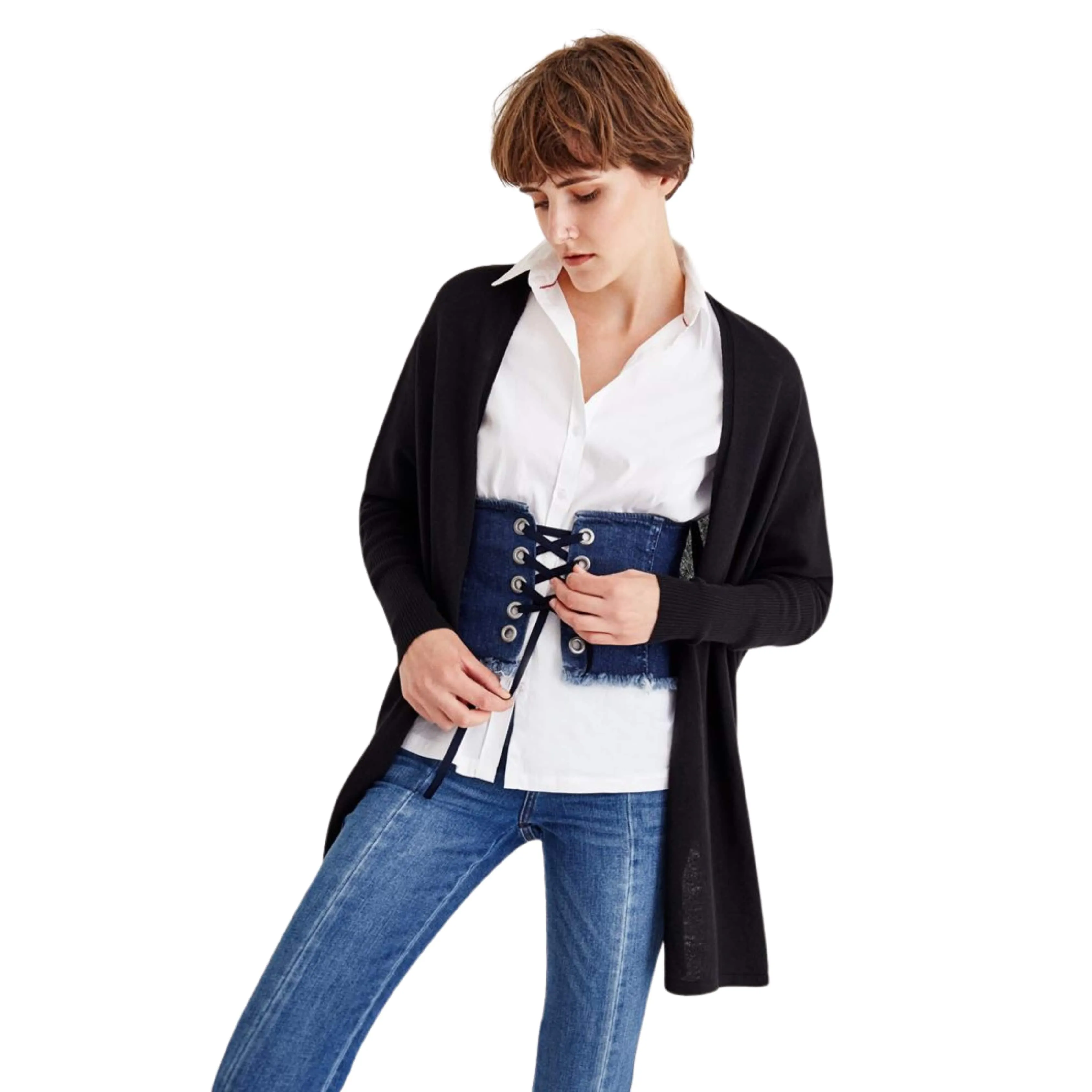 OXXO - Red Slit Detailed Long Cardigan