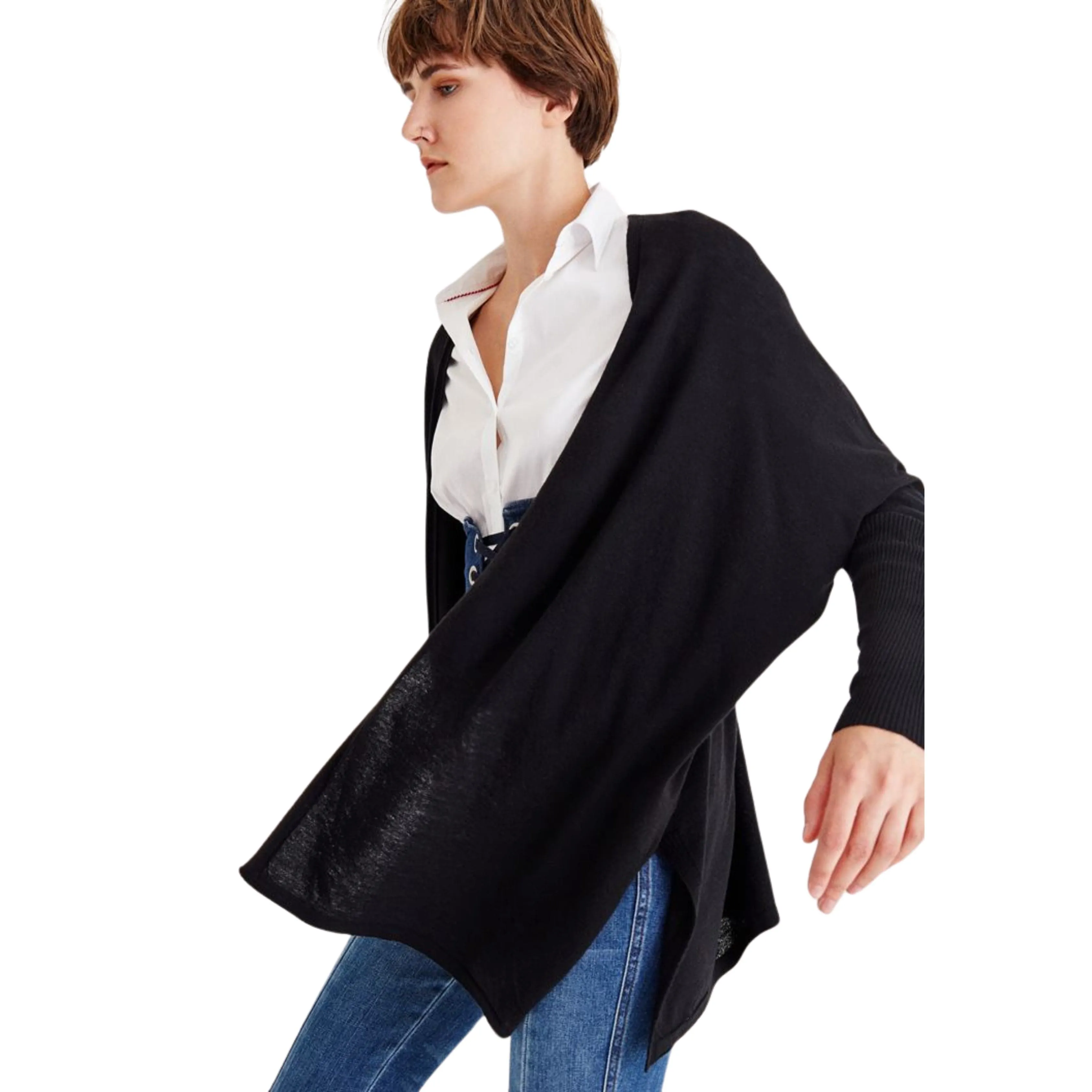 OXXO - Red Slit Detailed Long Cardigan