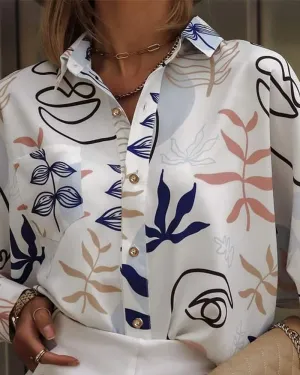 Plants Print Button Down Shirt