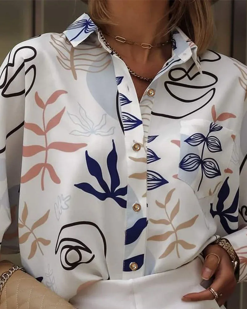 Plants Print Button Down Shirt