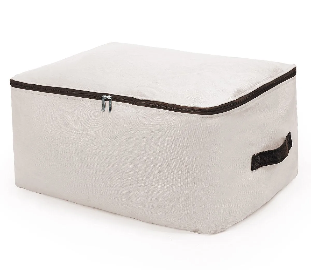 Premium Canvas Big Size Soft Storage Bag for Bedroom Closet, Winter Garment, Sweaters, Down Jacket, Coat, Uniforms, Suit etc, Cabinet Organizer Bag for Seasonal Clothes Storage, Beige